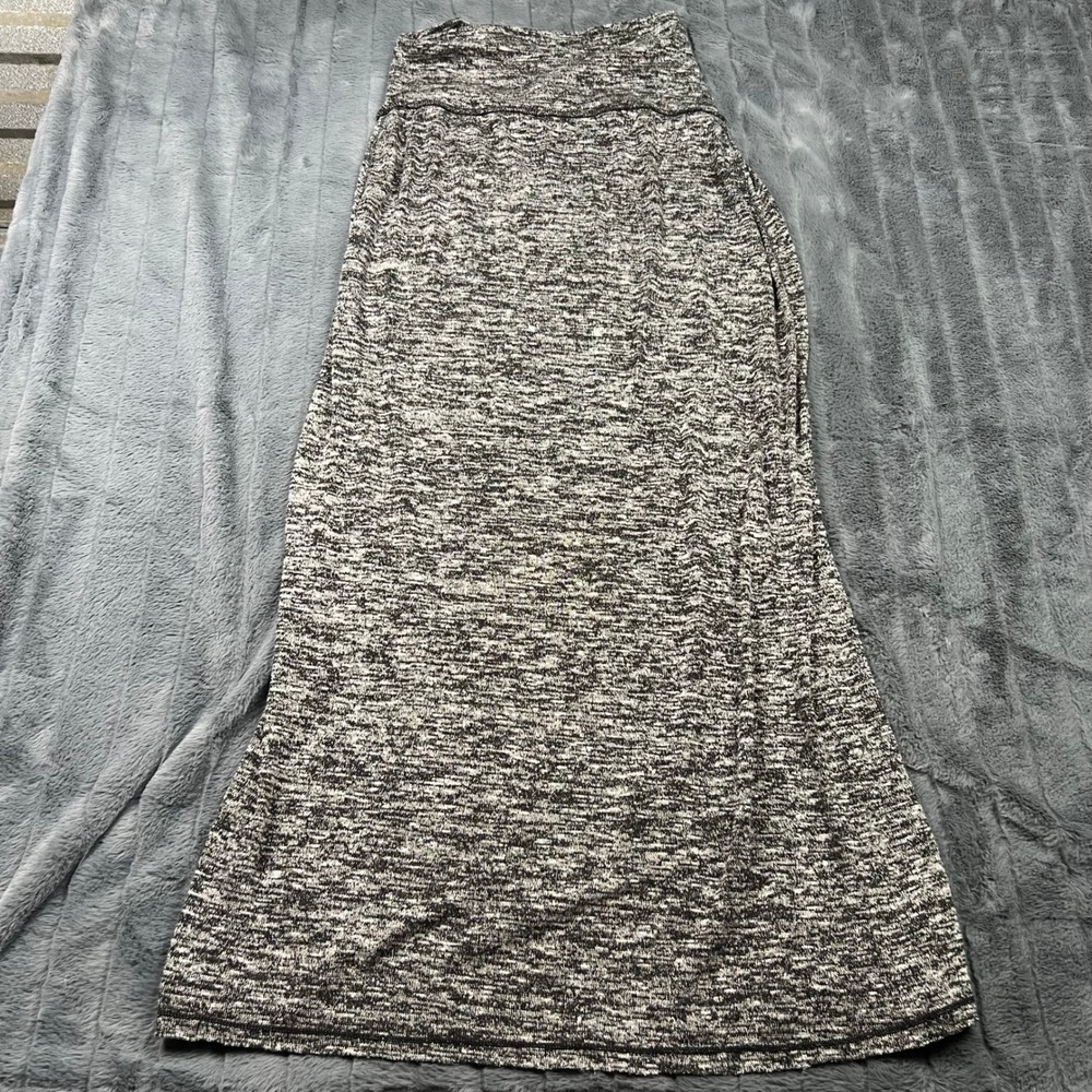Max Edition Women Black Ecru Space Dye Knit Maxi Skirt Large 17I1C14 NWT